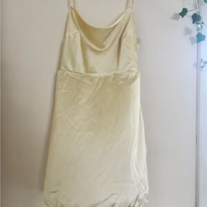 Wore once Hollister Pale Yellow Satin Cowl Slip Dress